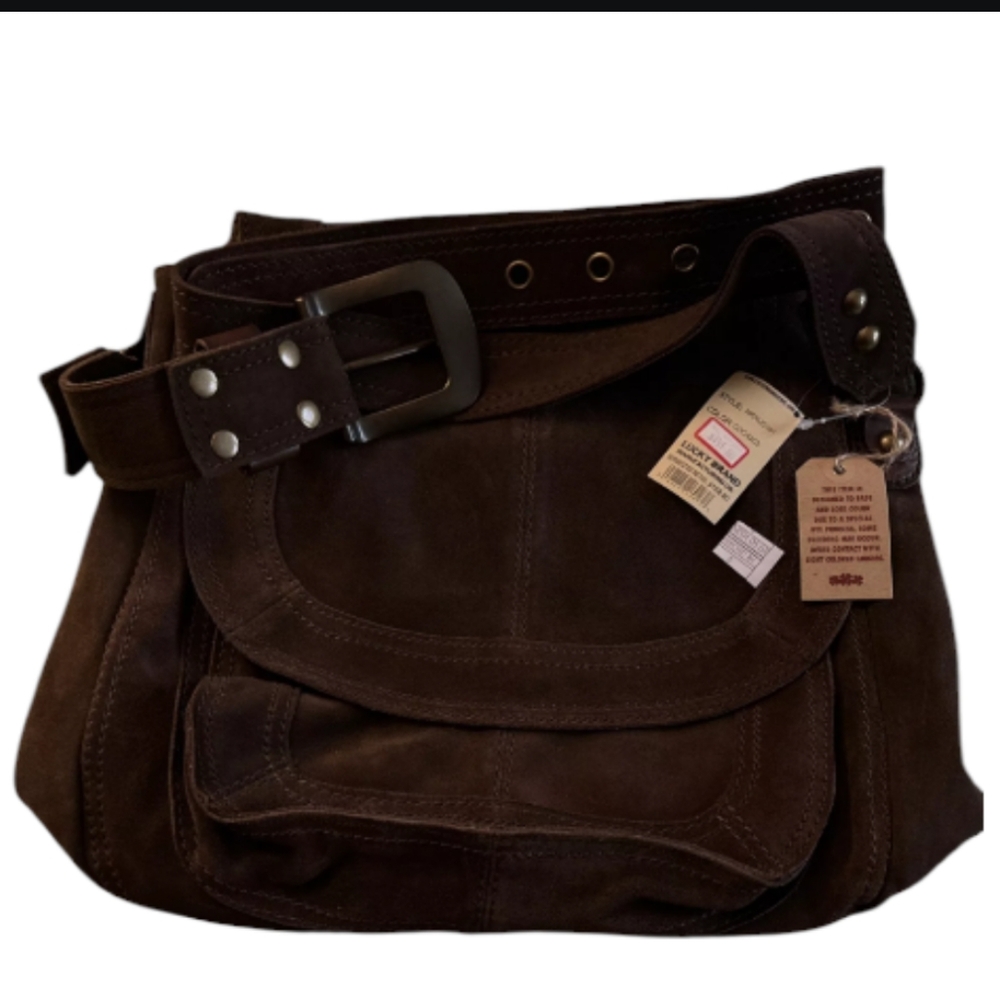Vintage Y2K Lucky Brand Chocolate Brown Suede Messenger Bag โฆ